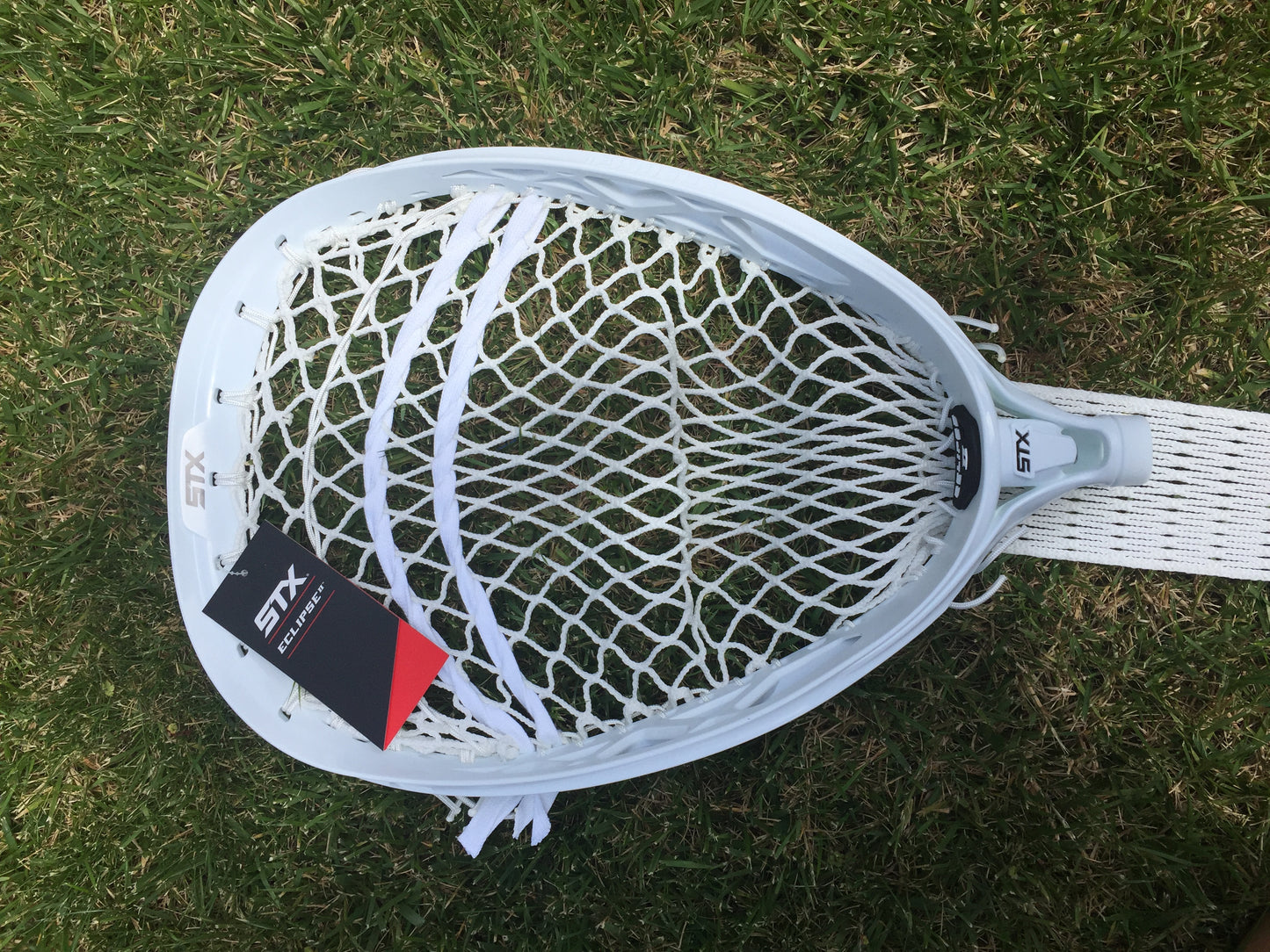 STX Eclipse 2 Lacrosse Goalie Strung Head - White with White Strings