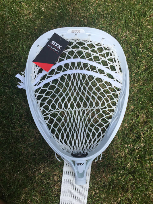 STX Eclipse 2 Lacrosse Goalie Complete Stick. White Head with White Strings, STX Outlet Shaft